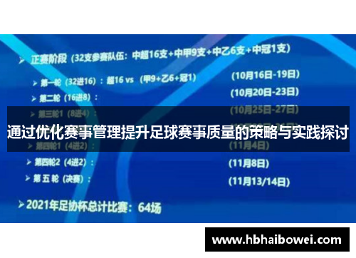 通过优化赛事管理提升足球赛事质量的策略与实践探讨