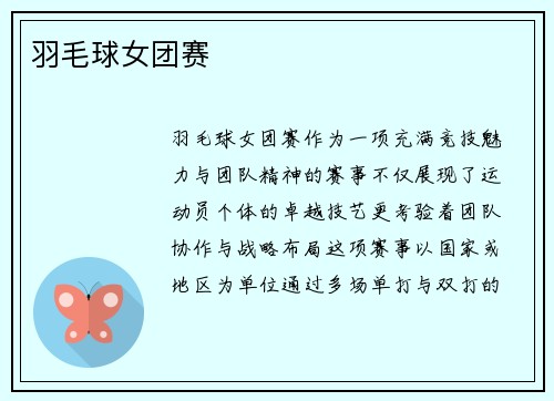 羽毛球女团赛